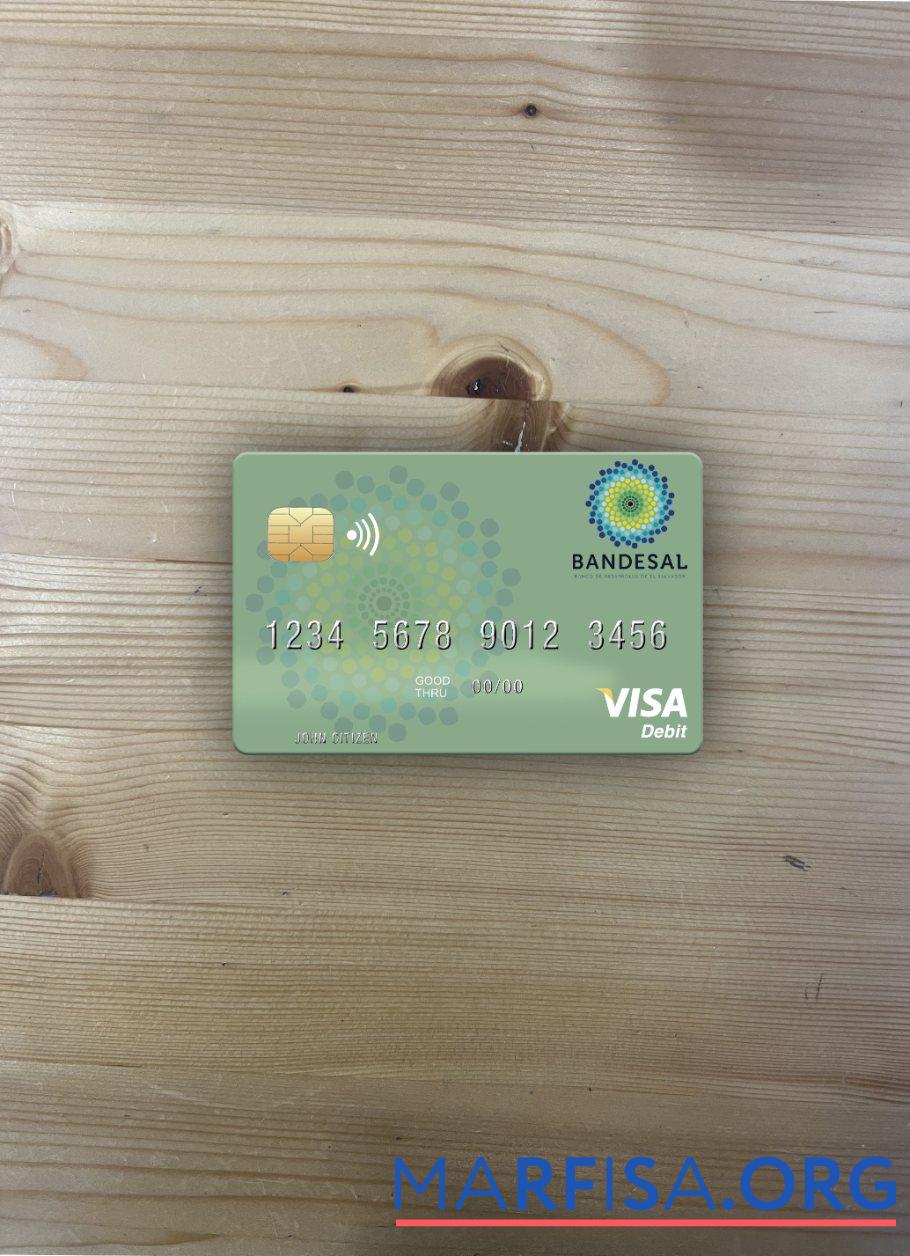 Downloadable Salvador Bandesal Bank visa debit card photolook front download for verification